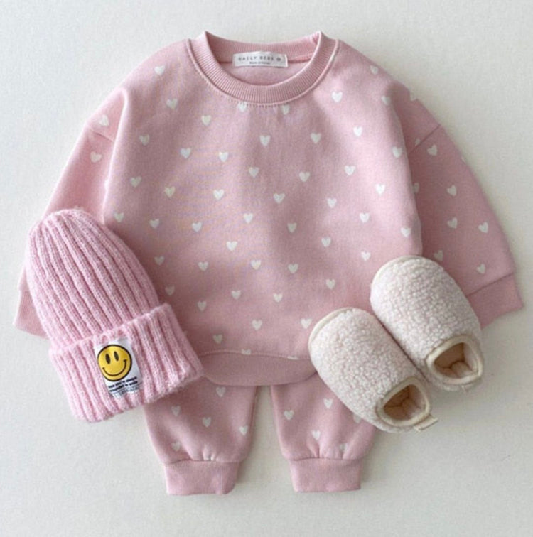 Full Heart Baby Clothing Set Pink