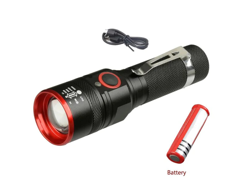 Waterproof 5200LM USB Rechargeable Flashlight - Bright & Portable